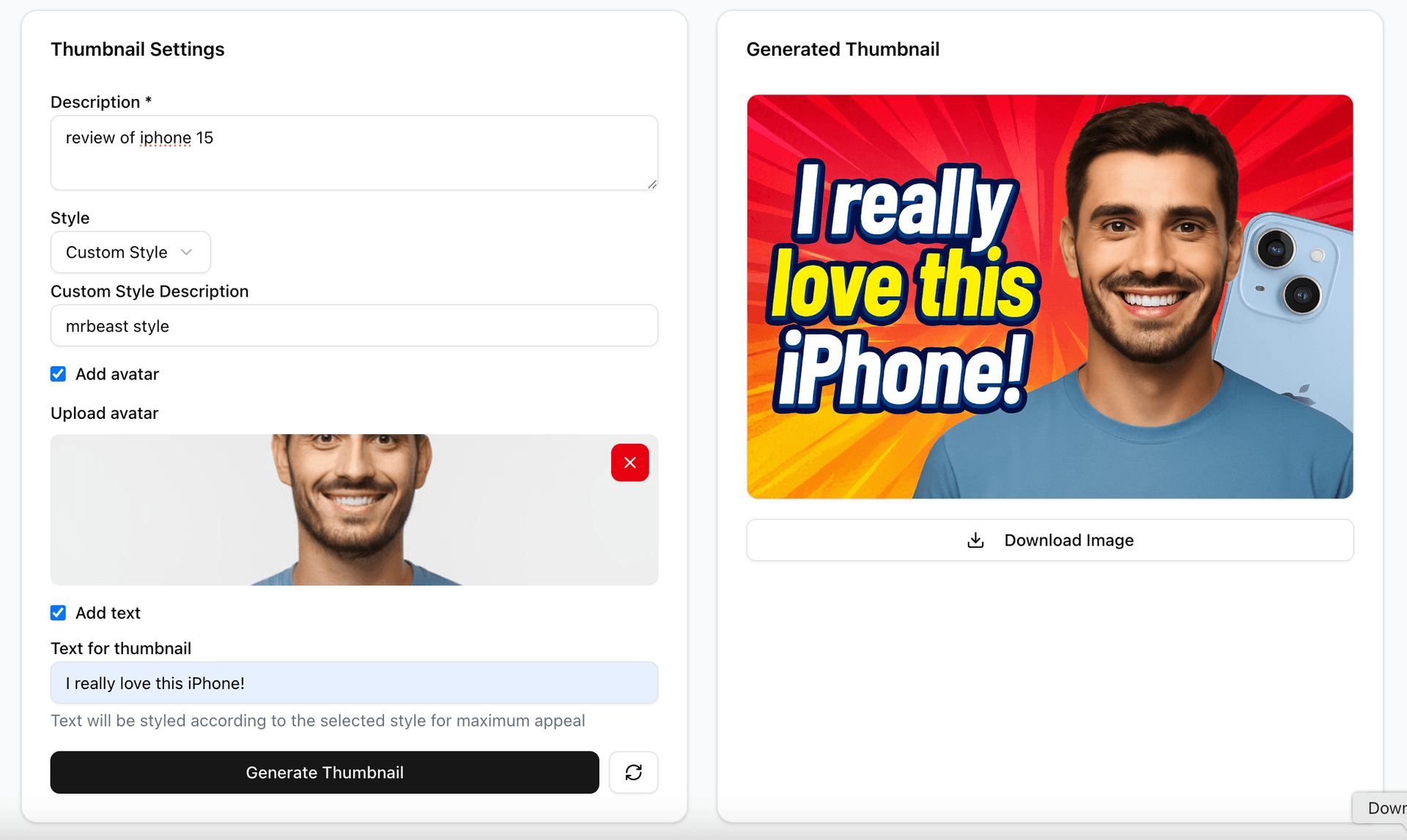 AI Generated YouTube Thumbnail Example