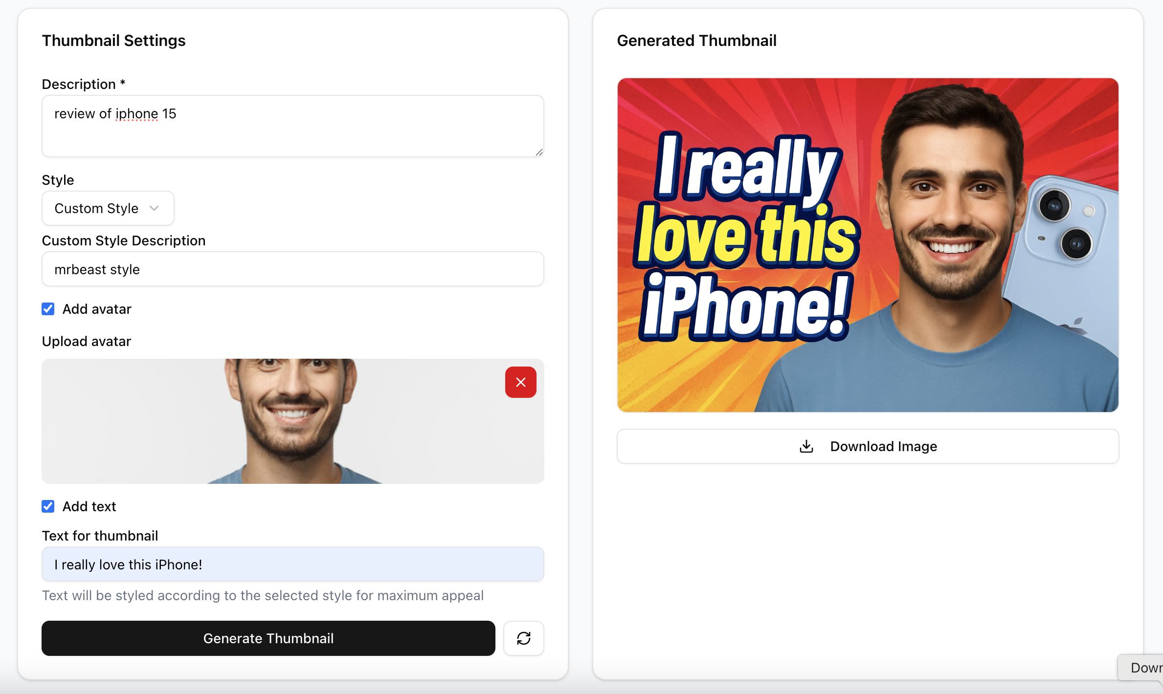 AI Generated YouTube Thumbnail Example